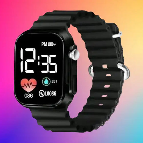 Digital Smartwatch (Black Strap, Adjustable,Strap Material : High Quality Premium PU watch for Boy's and Girl's)