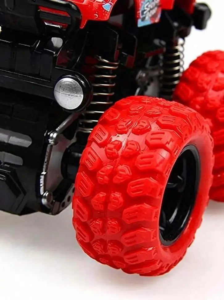 Mini Monster Truck Pull Back Cars Toys, 4 Wheel Drive Vehicles for Kids Plastic (Red, Pack of: 1)