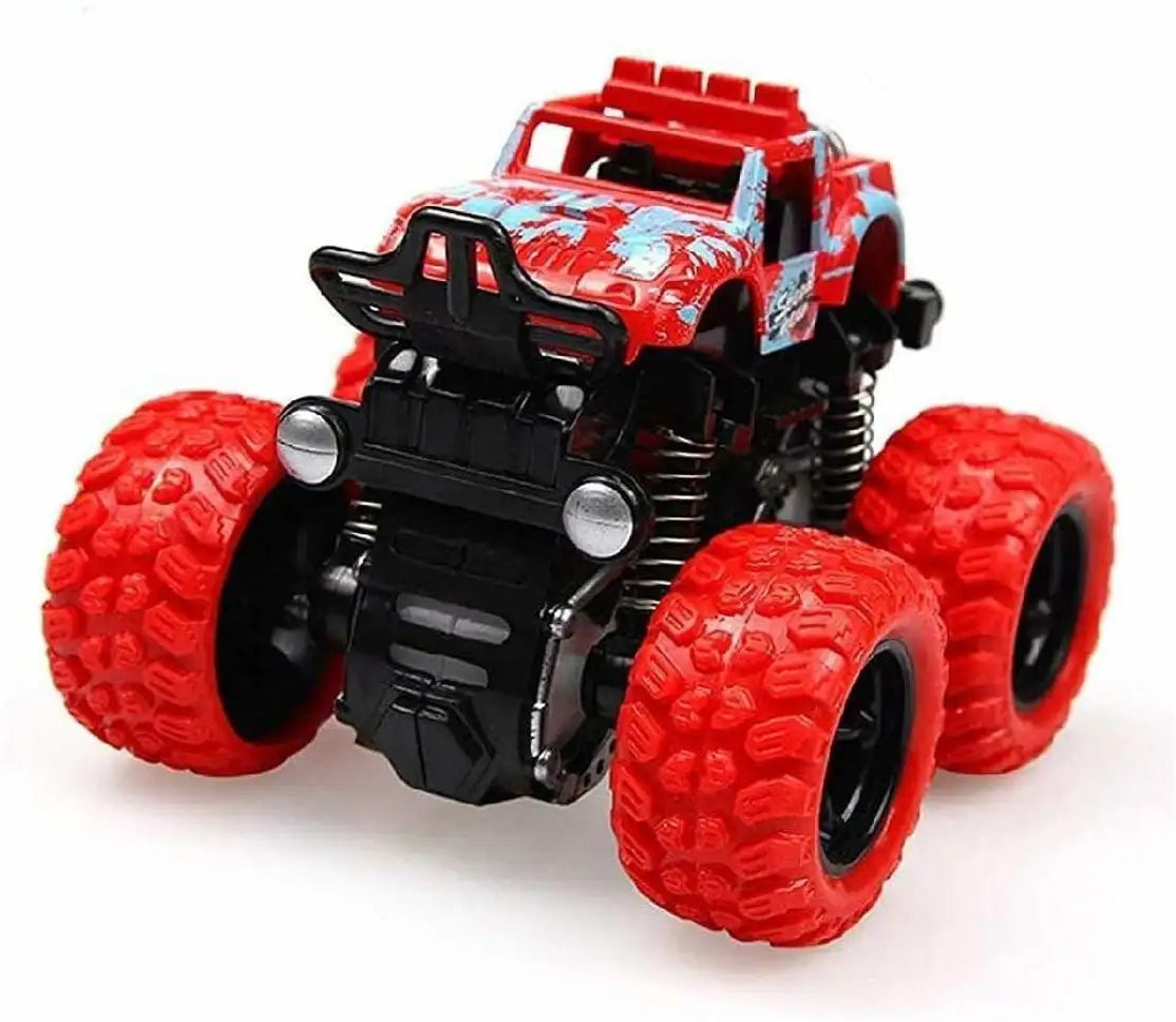 Mini Monster Truck Pull Back Cars Toys, 4 Wheel Drive Vehicles for Kids Plastic (Red, Pack of: 1)