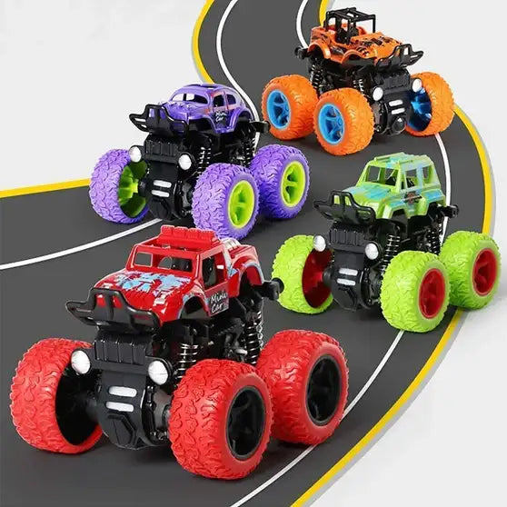 Mini Monster Truck Pull Back Cars Toys, 4 Wheel Drive Vehicles for Kids Plastic (Red, Pack of: 1)