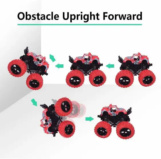 Mini Monster Truck Pull Back Cars Toys, 4 Wheel Drive Vehicles for Kids Plastic (Red, Pack of: 1)