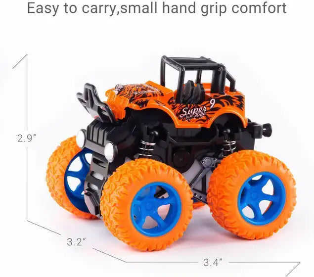 Mini Monster Truck Pull Back Cars Toys, 4 Wheel Drive Vehicles for Kids Plastic (Red, Pack of: 1)